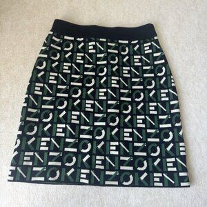 KENZO all over logo sport mini skirt size XS black green knit